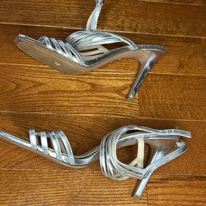 Silver Nine West Sandal Heels